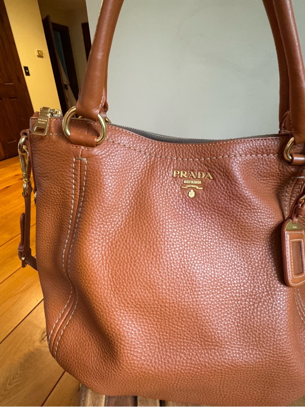 Prada Vitello Daino Leather Satchel Shoulder Bag - Picture 4 of 15